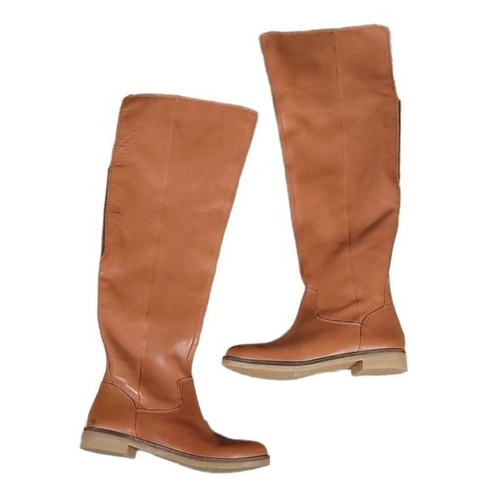 Lucky Brand Tall Leather Riding Boots in Cognac Brown